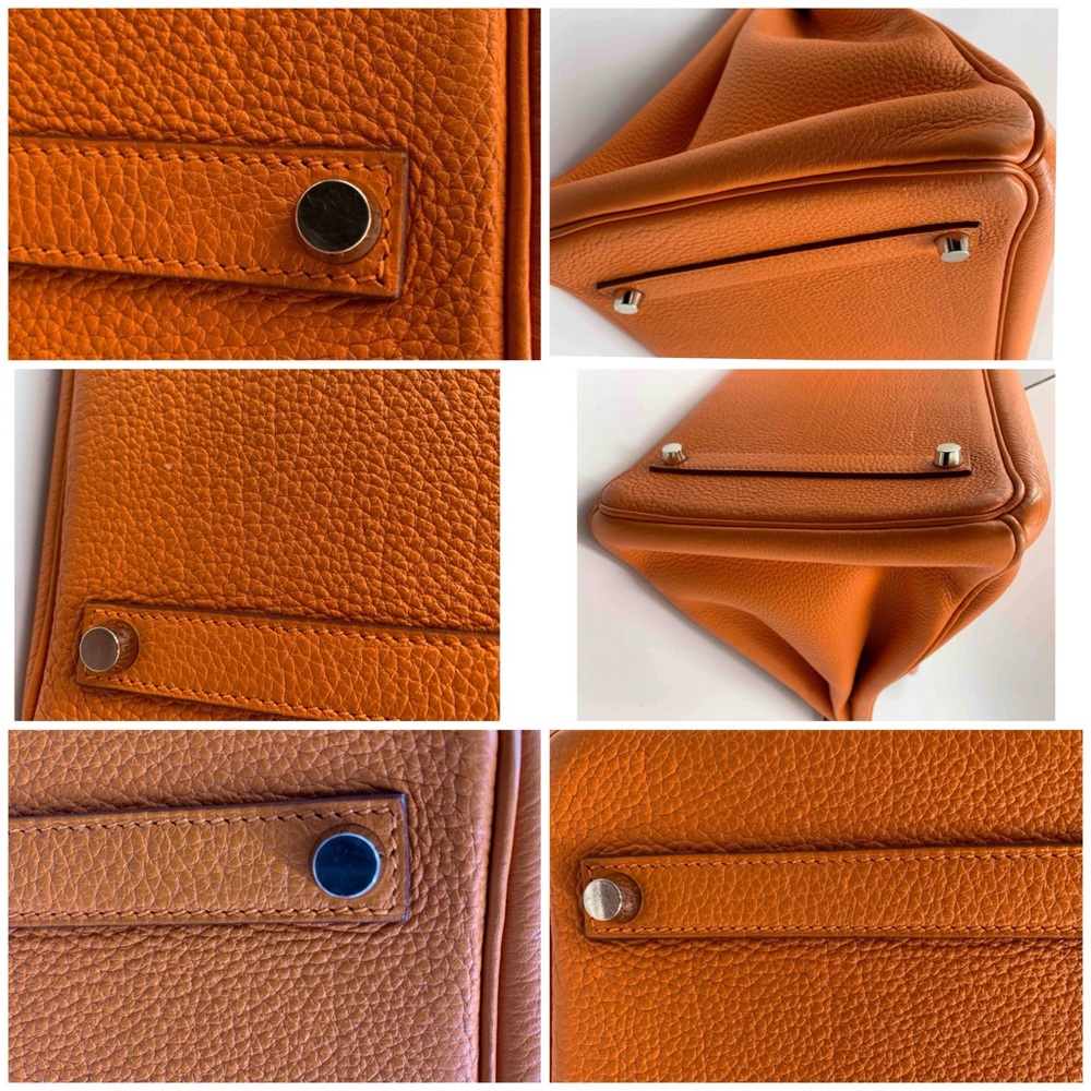 Authentic HERMES Birkin 35 Clemence Leather Orange Palladium hardware - Picture 9 of 15